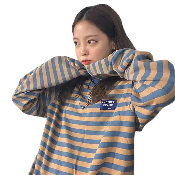Plus Size Striped Long Sleeve T-Shirt Women Harajuku Style - Image 6