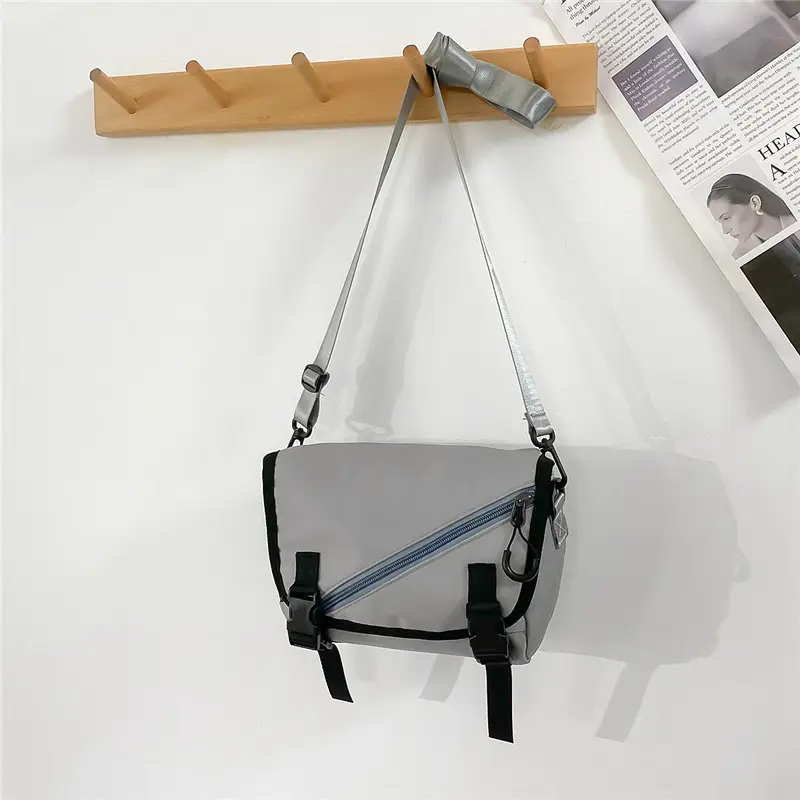 Kids Crossbody Bag Large Capacity Nylon Grey - Image 3