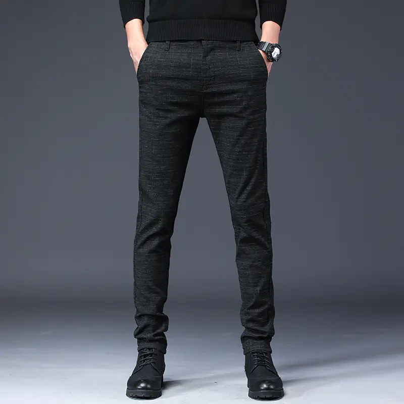 Men Cotton Dark Blue Trouser Mid Waist Casual - Image 4