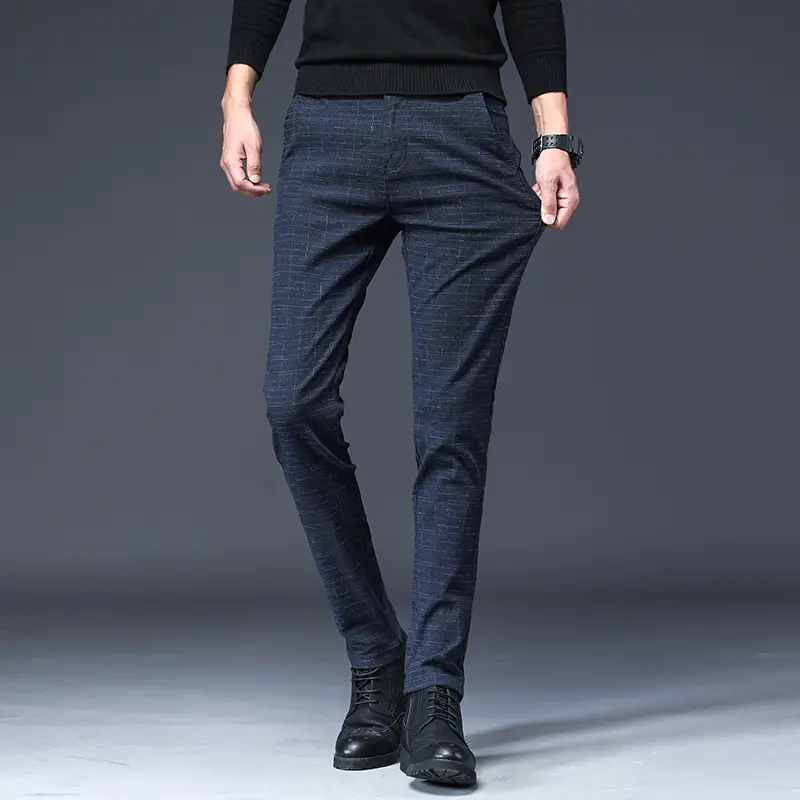 Men Cotton Dark Blue Trouser Mid Waist Casual - Image 5