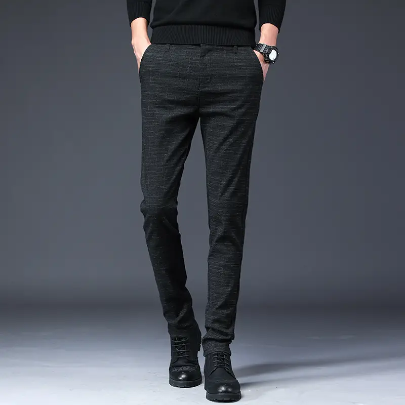Men Cotton Dark Blue Trouser Mid Waist Casual - Image 2
