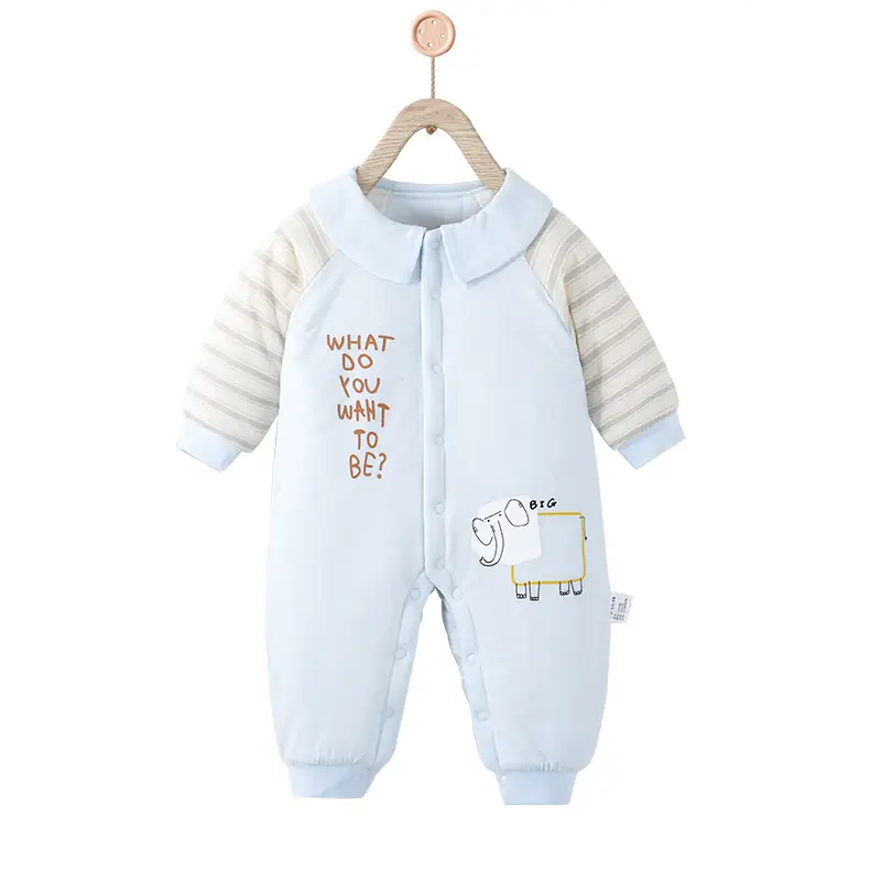 Baby Cotton Padded Jumpsuit Light Blue Winter Warm - Image 7