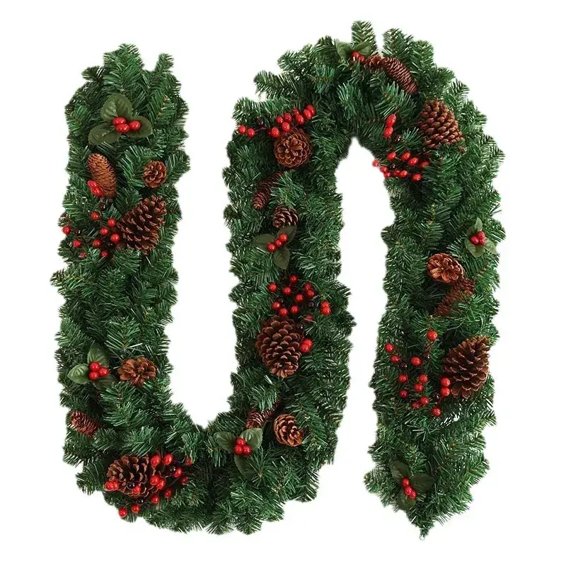 Christmas Rattan Decor with Pine Cones and Red Berries - Image 6