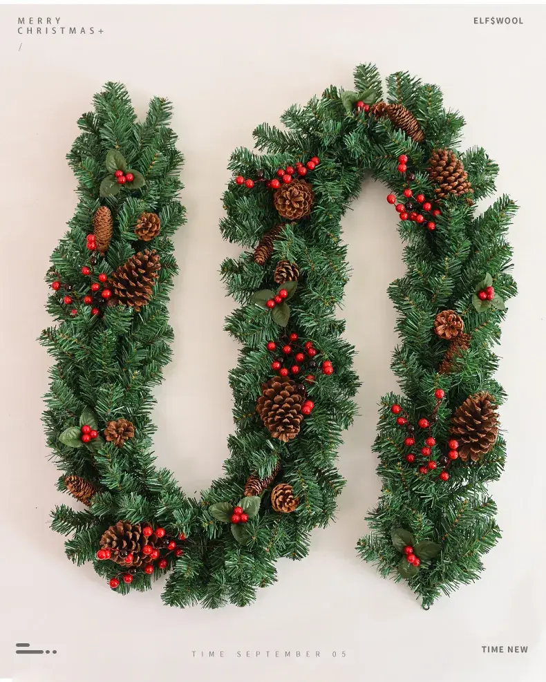 Christmas Rattan Decor with Pine Cones and Red Berries — feature 2
