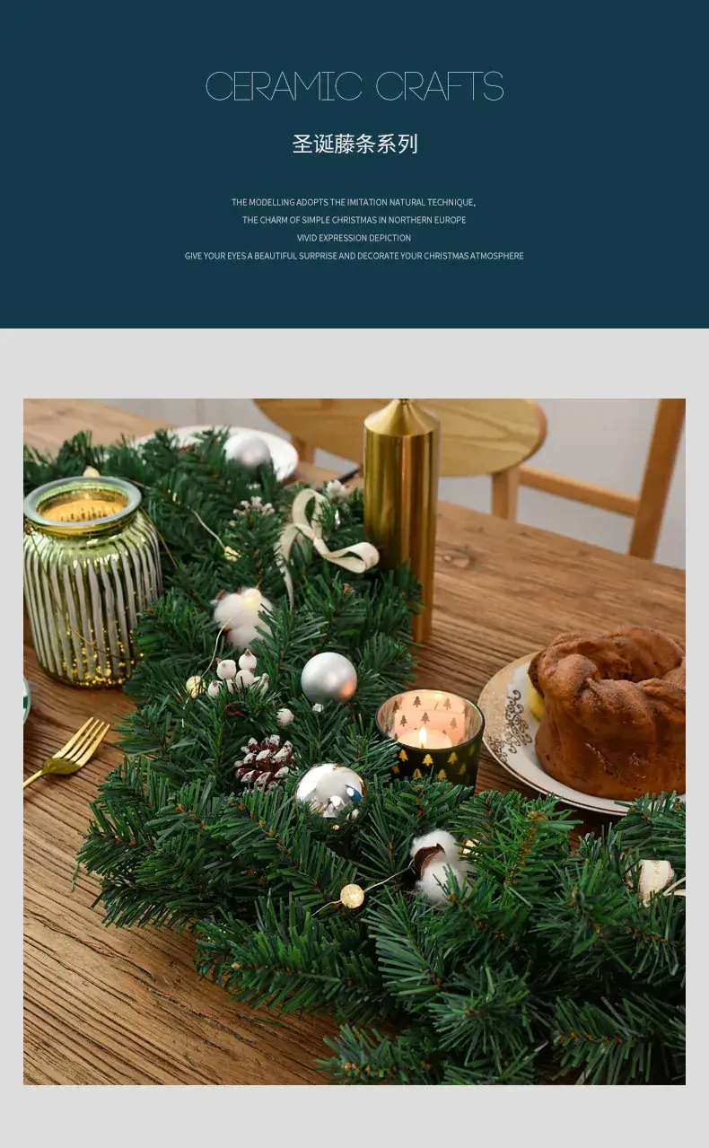Christmas Rattan Decor with Pine Cones and Red Berries — feature 6