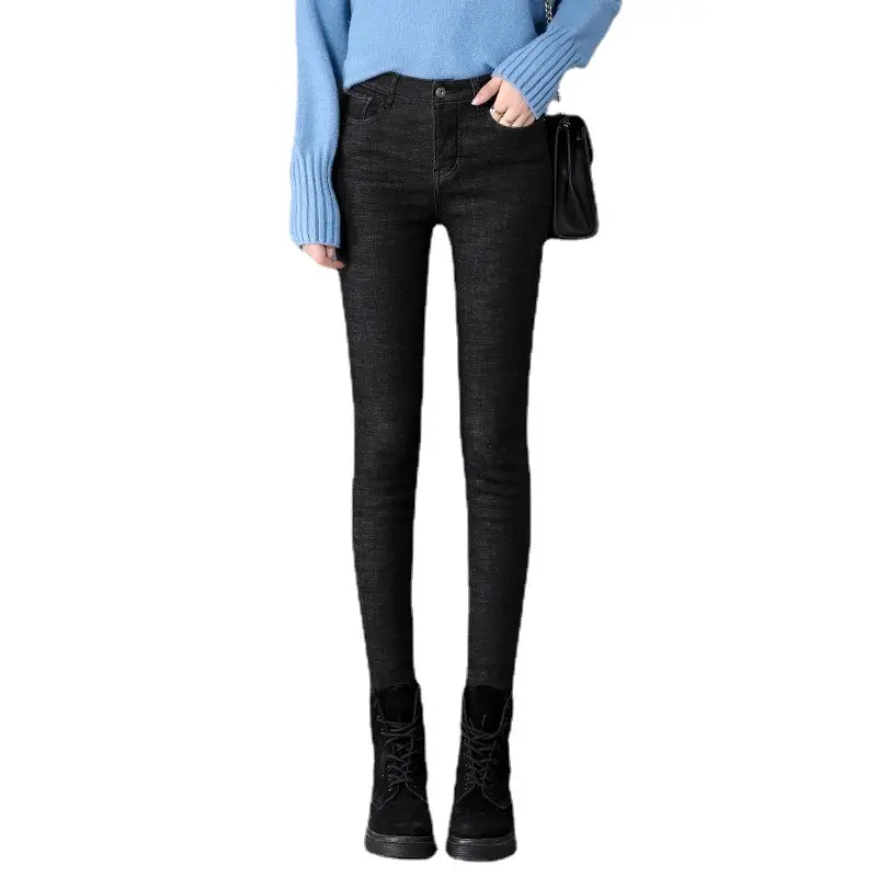 Fleece Lined Thickened Jeans Women Winter 2020 High Waist Elastic Large - Image 7