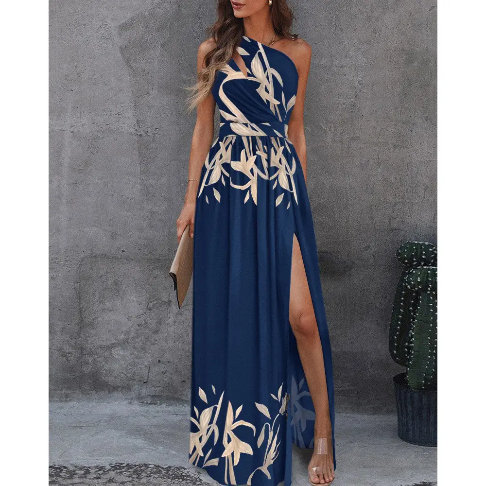 2026 Women's Red Floral Off-Shoulder Slit Dress — feature 12