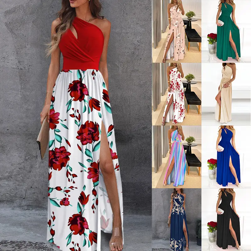2026 Women's Red Floral Off-Shoulder Slit Dress — feature 15