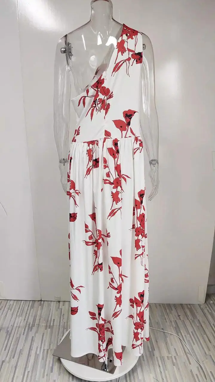 2026 Women's Red Floral Off-Shoulder Slit Dress — feature 18
