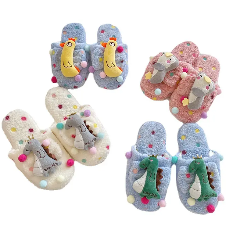 Autumn and Winter New Women's Cute Cartoon Bow Plush Dormitory Home Slippers Indoor Warm Cotton Slippers Couple's Home Shoes - Image 17
