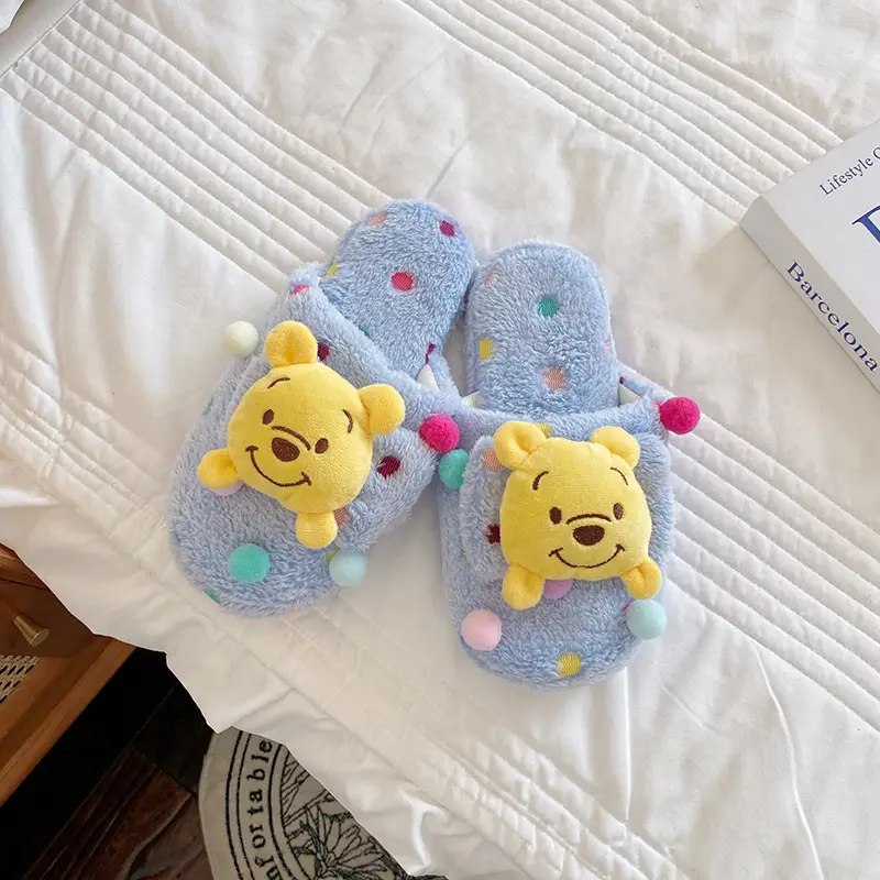 Autumn and Winter New Women's Cute Cartoon Bow Plush Dormitory Home Slippers Indoor Warm Cotton Slippers Couple's Home Shoes - Image 11