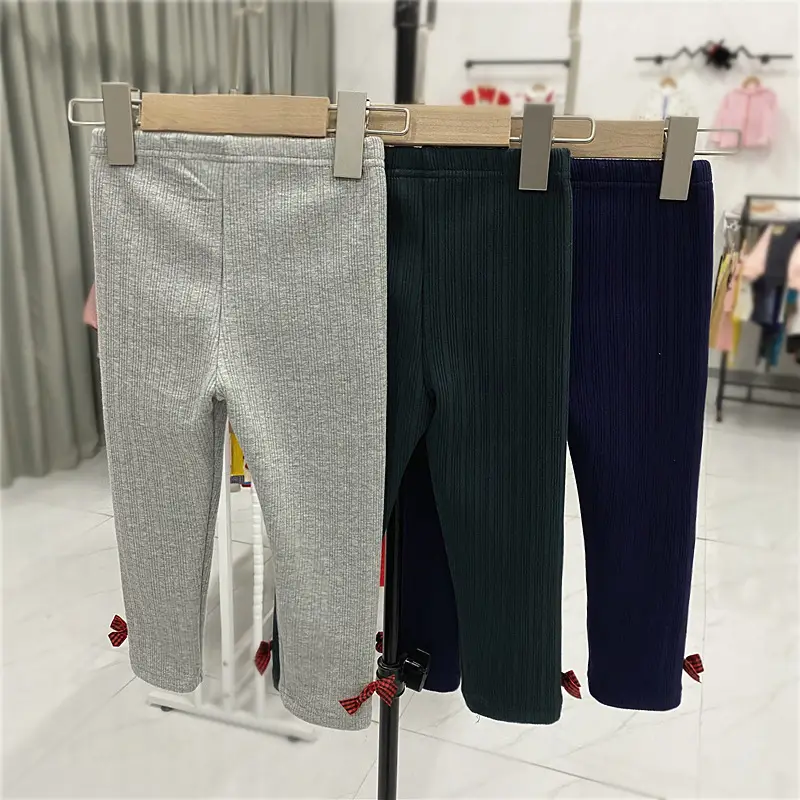 Children's Velvet Leggings Winter Cartoon Embroidered Bear Pants - Image 5