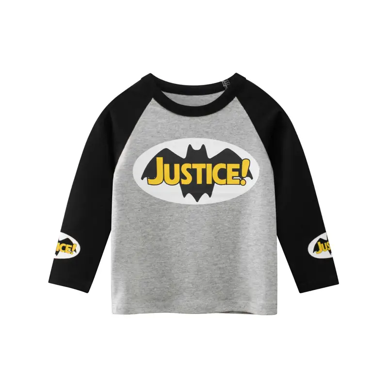 Kids Batman Justice T-Shirt Gray White Long Sleeve - Image 2