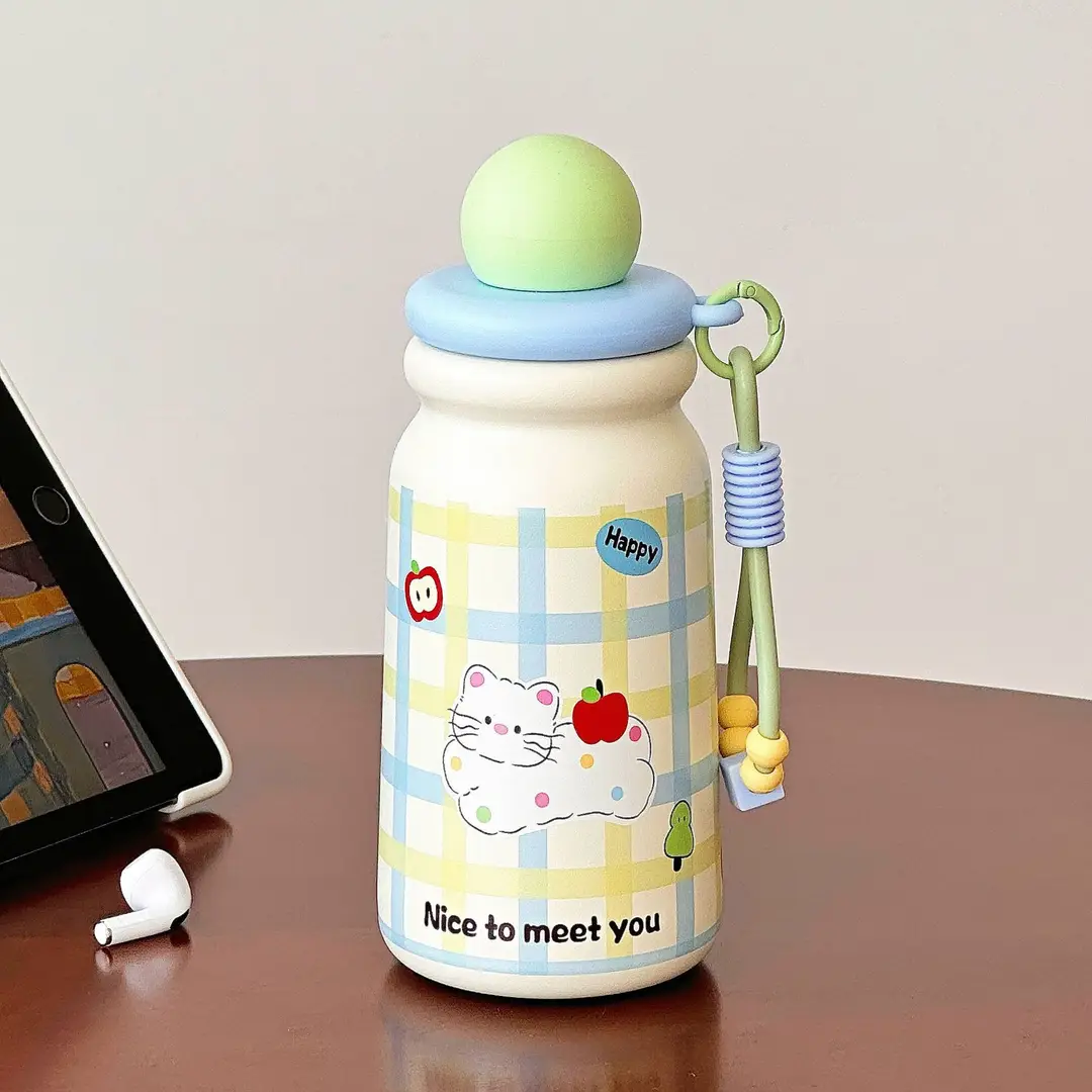Children's vacuum cup straw dual-use kindergarten primary school boys and girls water cup drop-resistant 316 food grade thermal pot