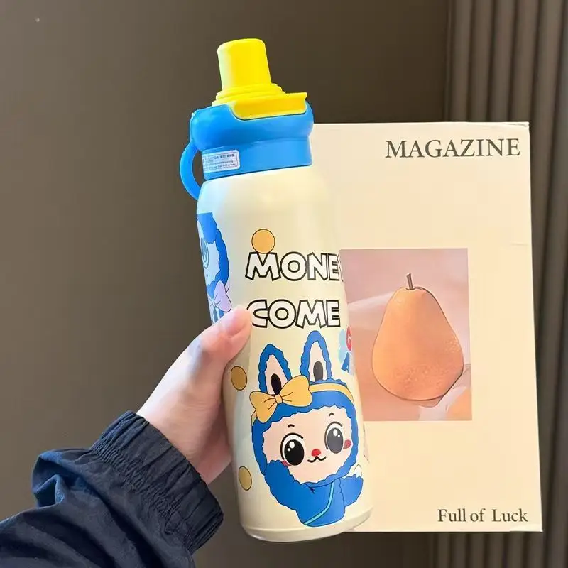 Children's vacuum cup straw dual-use kindergarten primary school boys and girls water cup drop-resistant 316 food grade thermal pot