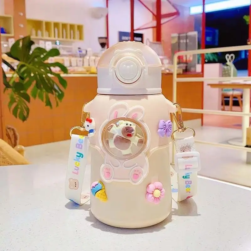 Children's vacuum cup straw dual-use kindergarten primary school boys and girls water cup drop-resistant 316 food grade thermal pot