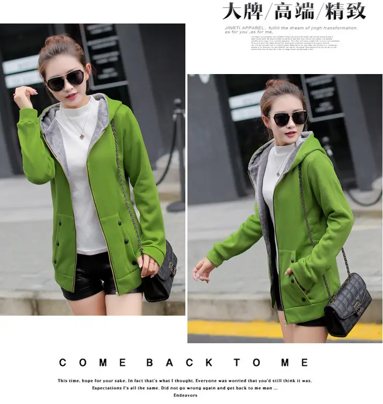 Women Fleece Hooded Sweatshirt Red Winter Jacket — feature 14