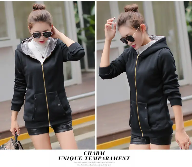 Women Fleece Hooded Sweatshirt Red Winter Jacket — feature 20
