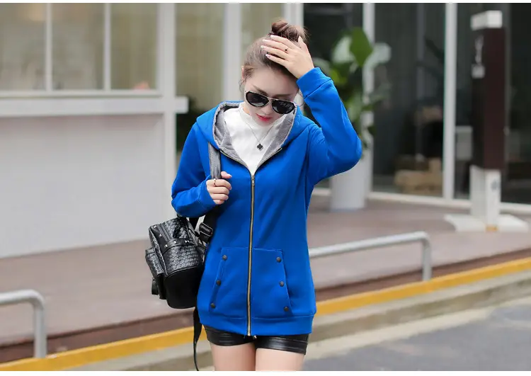 Women Fleece Hooded Sweatshirt Red Winter Jacket — feature 5