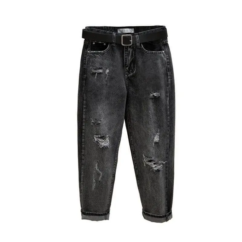 Plus Size Ripped Cropped Jeans for Women - Image 10