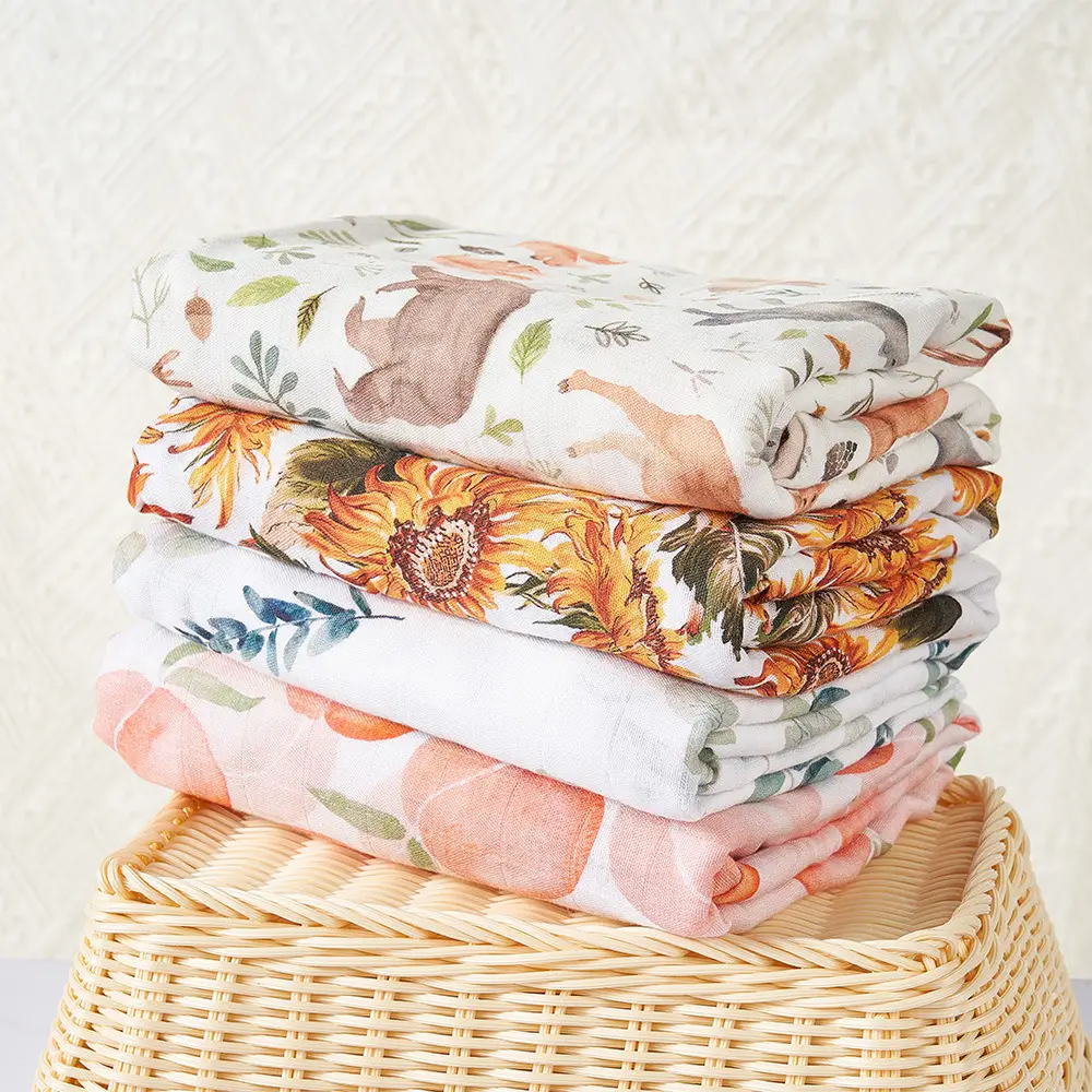 Newborn Hugging Quilted Towel Bamboo Cotton Orange - Image 31