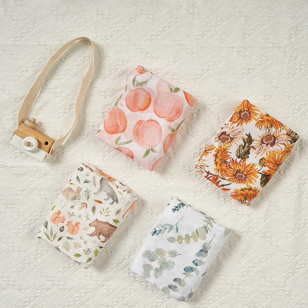 Newborn Hugging Quilted Towel Bamboo Cotton Orange - Image 33