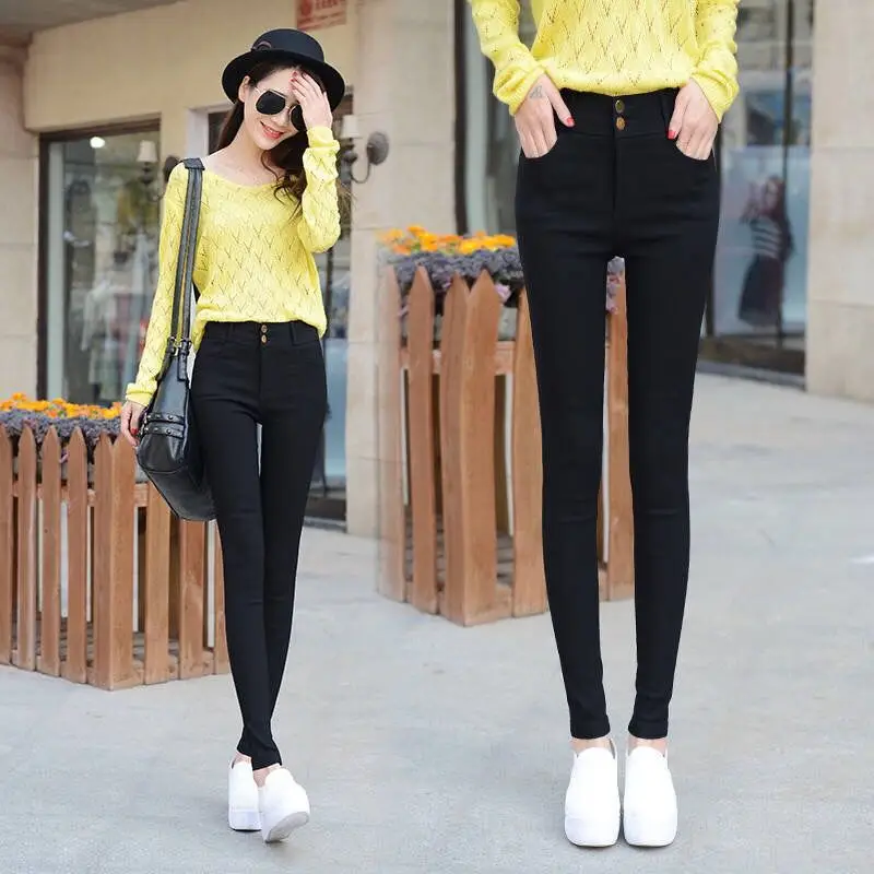 Black High Waist Slimming Pencil Pants for Women - Image 4