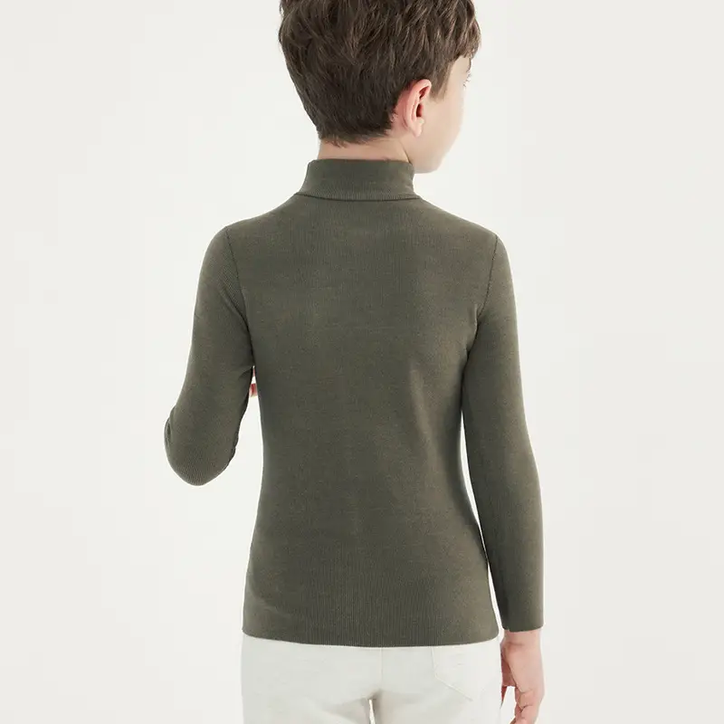 Derong Kids Long Sleeve Turtleneck Shirt Olive Green