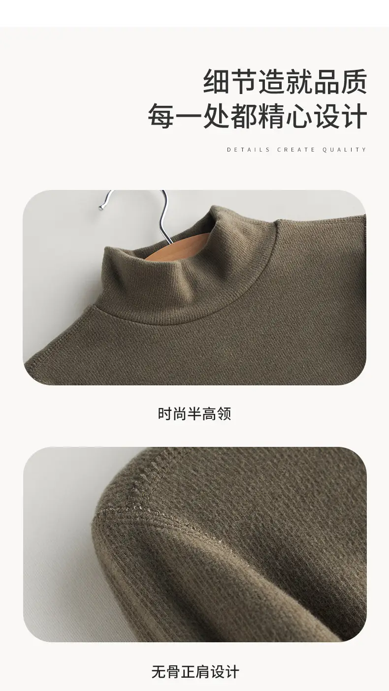 Derong Kids Long Sleeve Turtleneck Shirt Olive Green — feature 10
