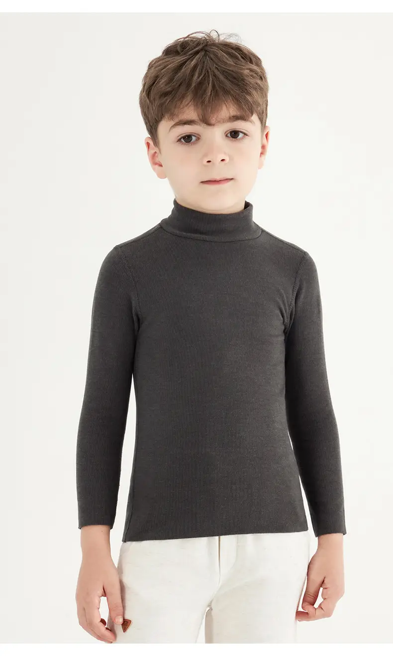 Derong Kids Long Sleeve Turtleneck Shirt Olive Green — feature 15