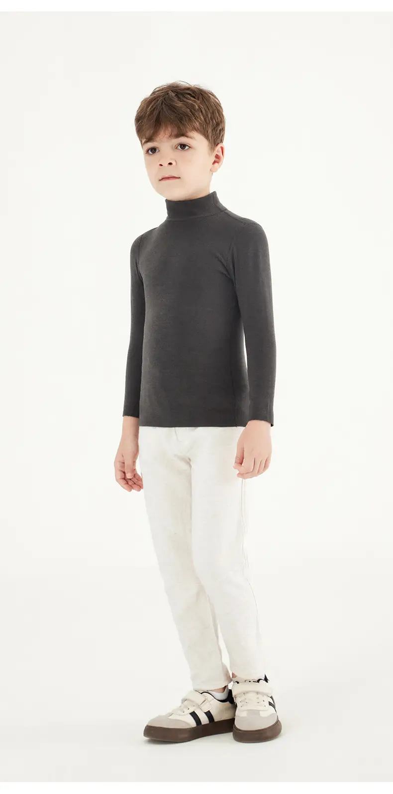 Derong Kids Long Sleeve Turtleneck Shirt Olive Green — feature 16