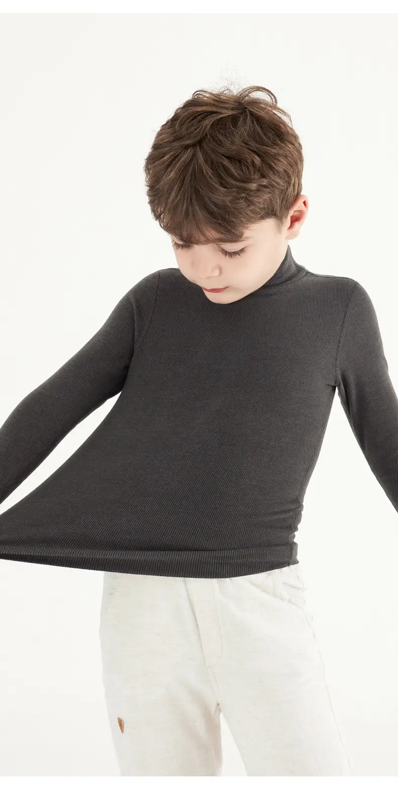 Derong Kids Long Sleeve Turtleneck Shirt Olive Green — feature 17