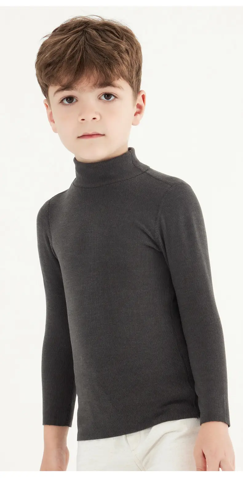 Derong Kids Long Sleeve Turtleneck Shirt Olive Green — feature 18