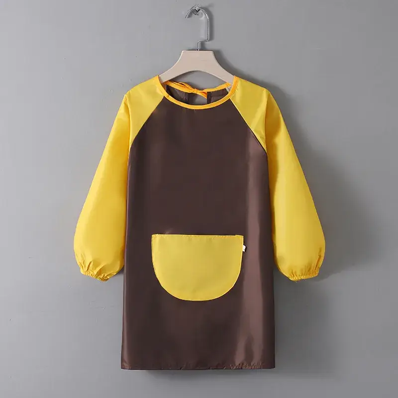 Children's Waterproof Apron Yellow Brown Fall Winter School - Image 2