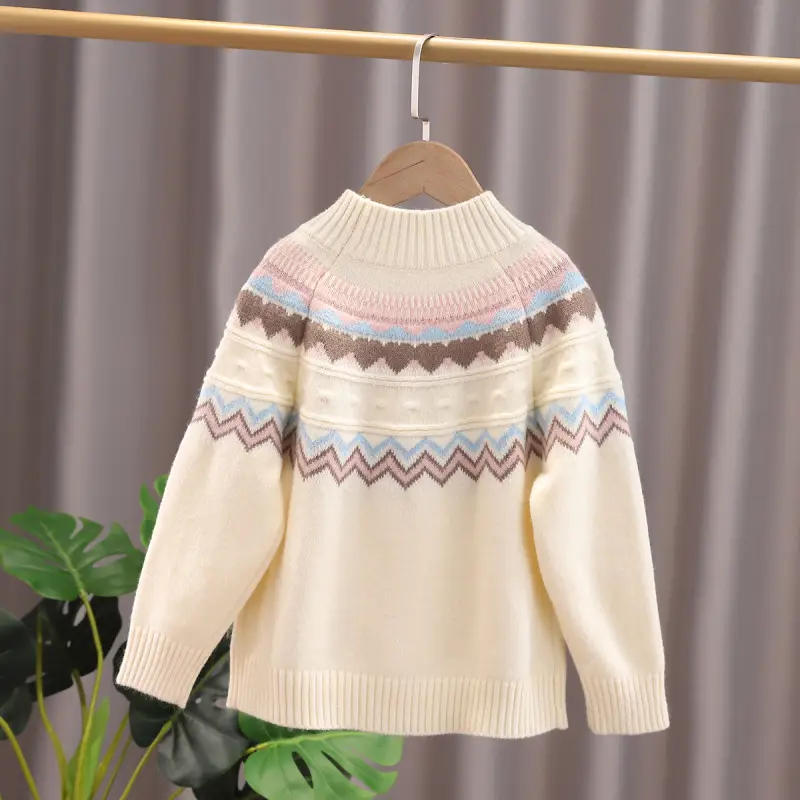Girls Thick Knit Sweater Round Neck 2025 Winter - Image 4