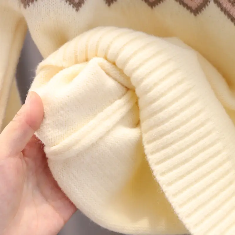 Girls Thick Knit Sweater Round Neck 2025 Winter - Image 5