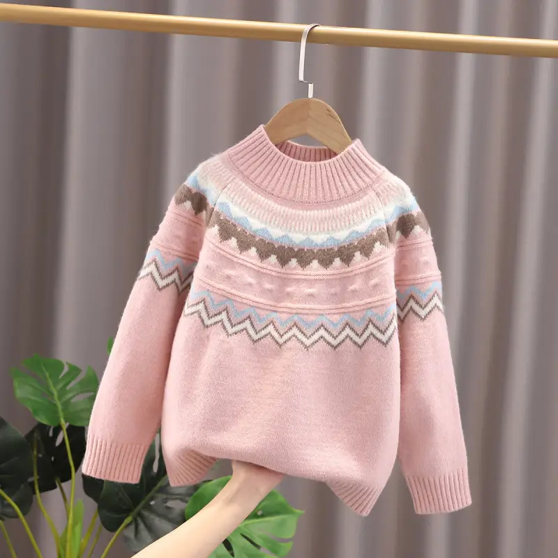 Girls Thick Knit Sweater Round Neck 2025 Winter - Image 2