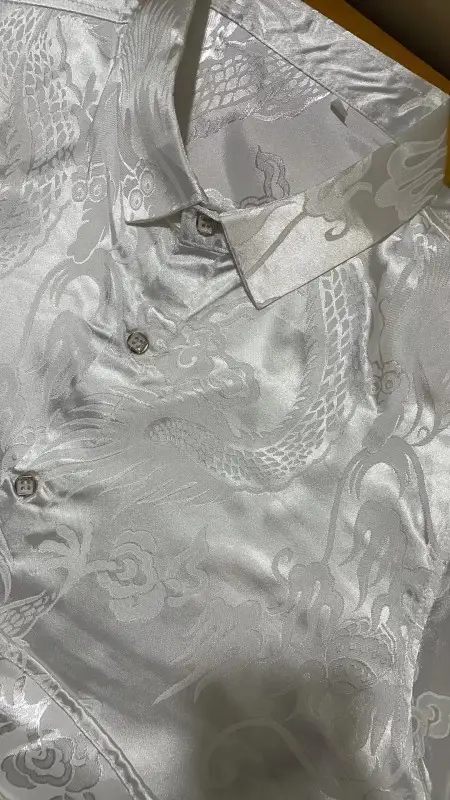 Blue Dragon Embroidered Long Sleeve Shirt for Men — feature 2
