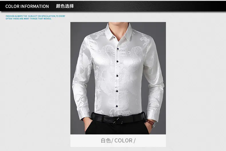 Blue Dragon Embroidered Long Sleeve Shirt for Men — feature 22