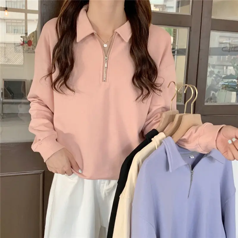 Women's 2022 Spring Sweater Polo Zipper Top — feature 10