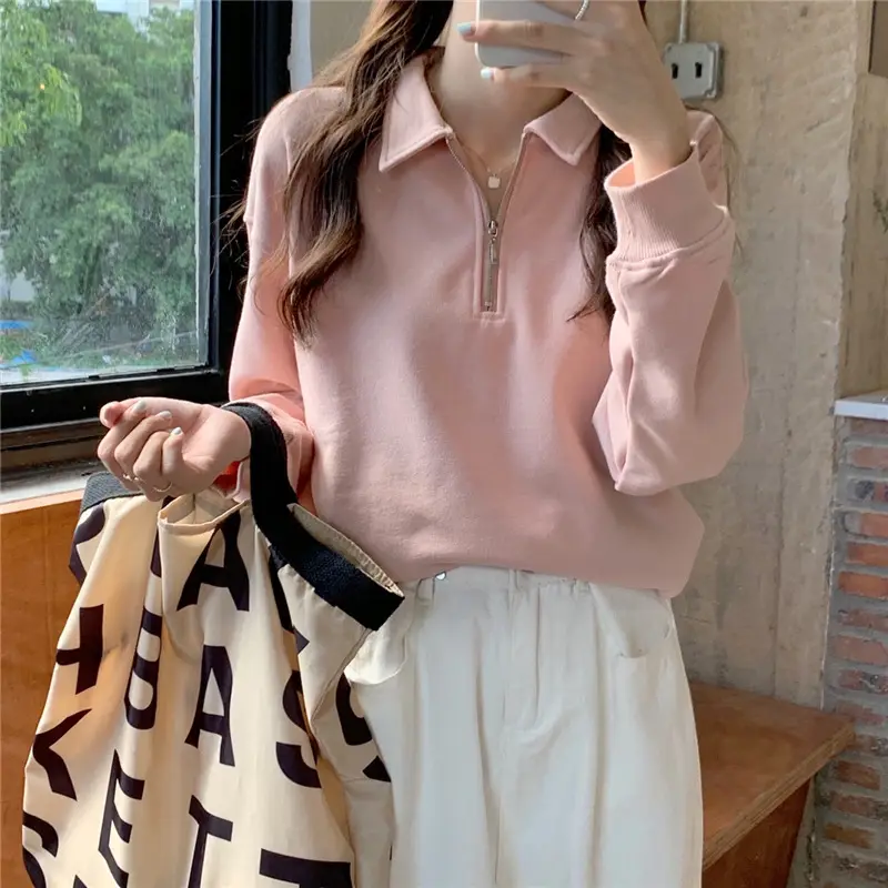 Women's 2022 Spring Sweater Polo Zipper Top — feature 11
