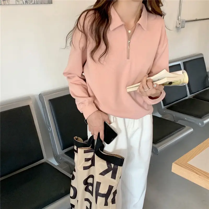 Women's 2022 Spring Sweater Polo Zipper Top — feature 12