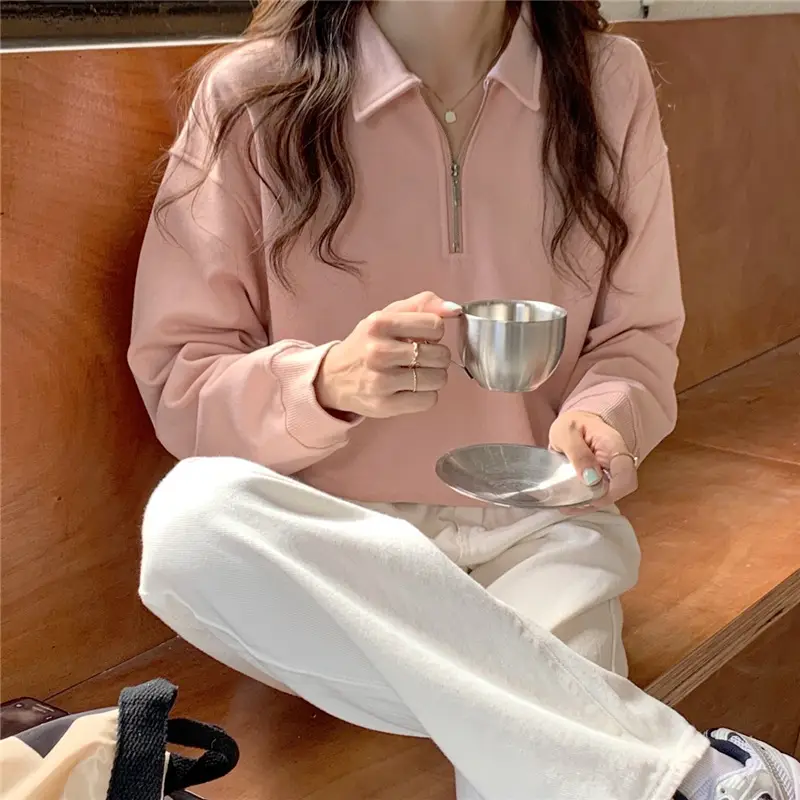 Women's 2022 Spring Sweater Polo Zipper Top — feature 13