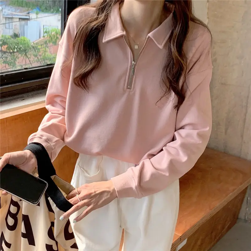 Women's 2022 Spring Sweater Polo Zipper Top — feature 16