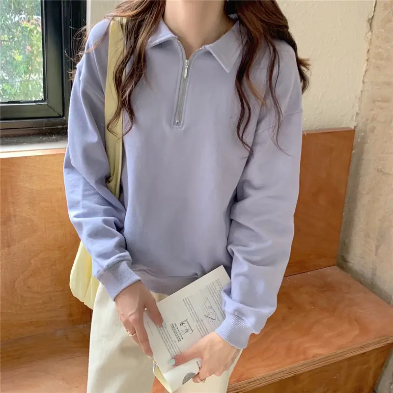 Women's 2022 Spring Sweater Polo Zipper Top — feature 19