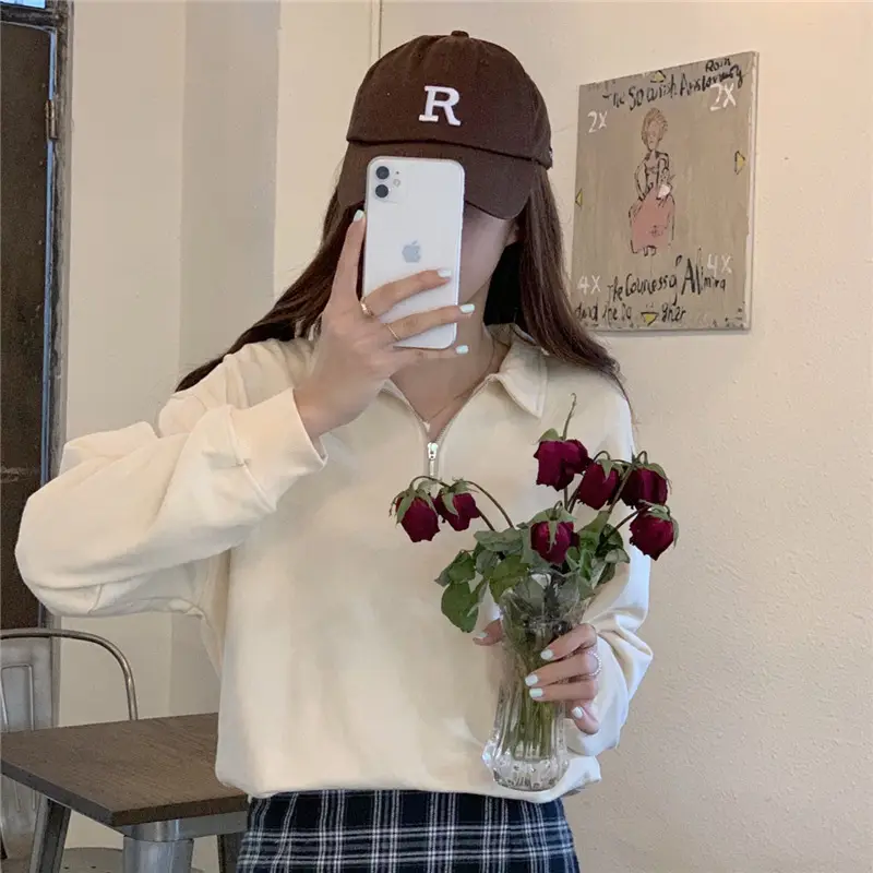 Women's 2022 Spring Sweater Polo Zipper Top — feature 27