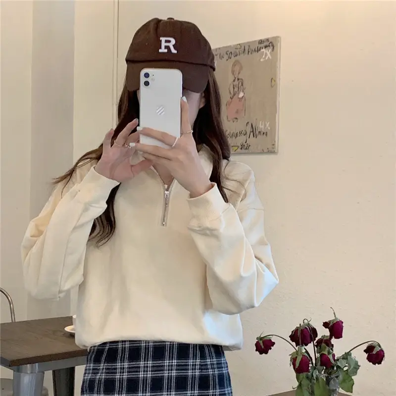 Women's 2022 Spring Sweater Polo Zipper Top — feature 33