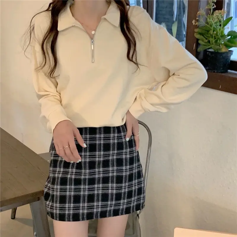 Women's 2022 Spring Sweater Polo Zipper Top — feature 34