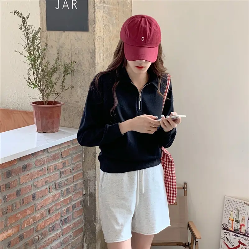 Women's 2022 Spring Sweater Polo Zipper Top — feature 38