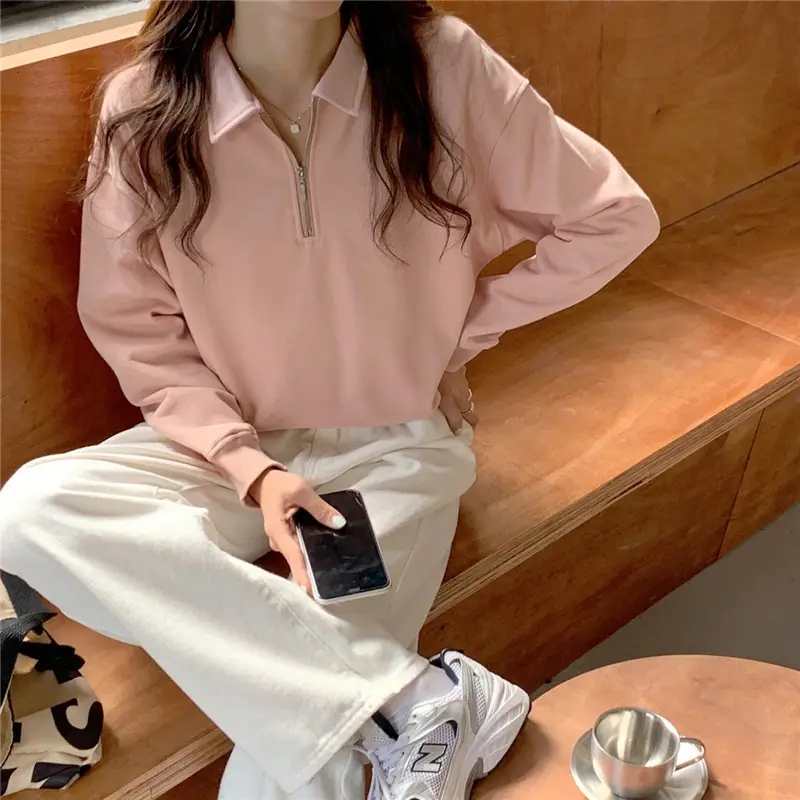 Women's 2022 Spring Sweater Polo Zipper Top — feature 8